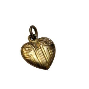 Antique Gold Filled Teeny Embossed Heart Charm 10kt Gold Filled Hf (A8154A)